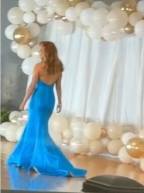 Sherri Hill Strapless Blue Mermaid Gown